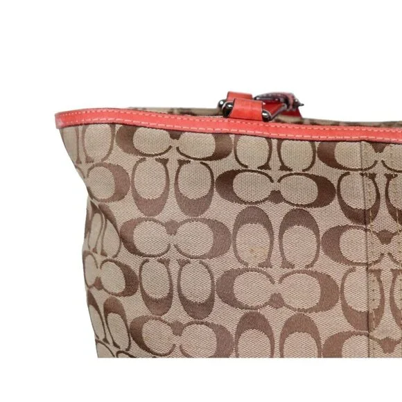 Coach Unisex Large Tan Orange Signature Hamptons Book Tote Bag Monogram Purse - Picture 12 of 12